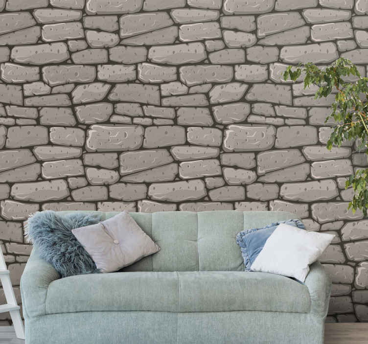 Rustic Stones Stone effect wallpaper - TenStickers