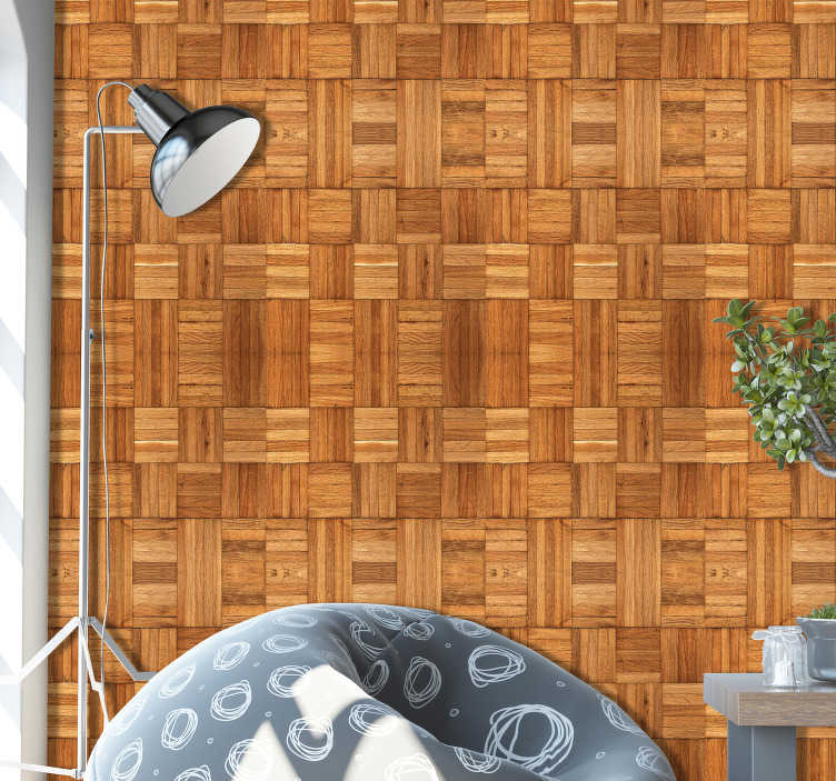 Wood style brown wooden slats in teak wood bedroom wallpaper
