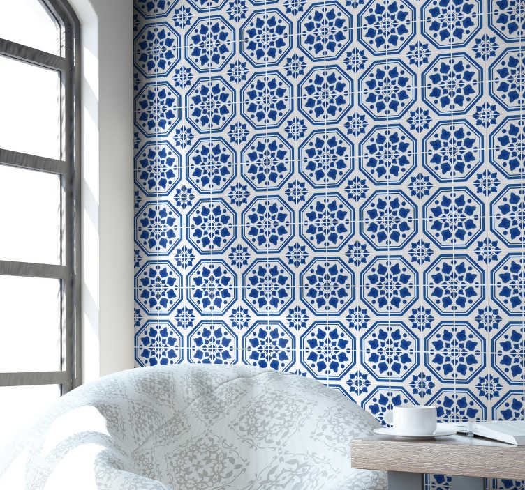 Banket inspanning Frank Worthley Blauw behang voor je woning - TenStickers