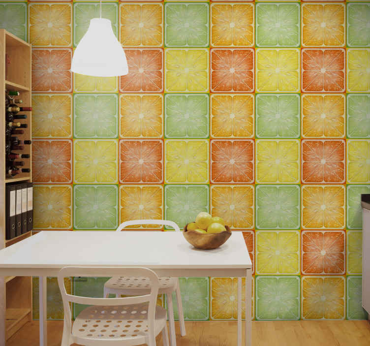 柑橘類の正方形のキッチンの壁紙 Tenstickers
