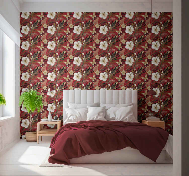 Elegant Red Floral Wallpaper Tenstickers
