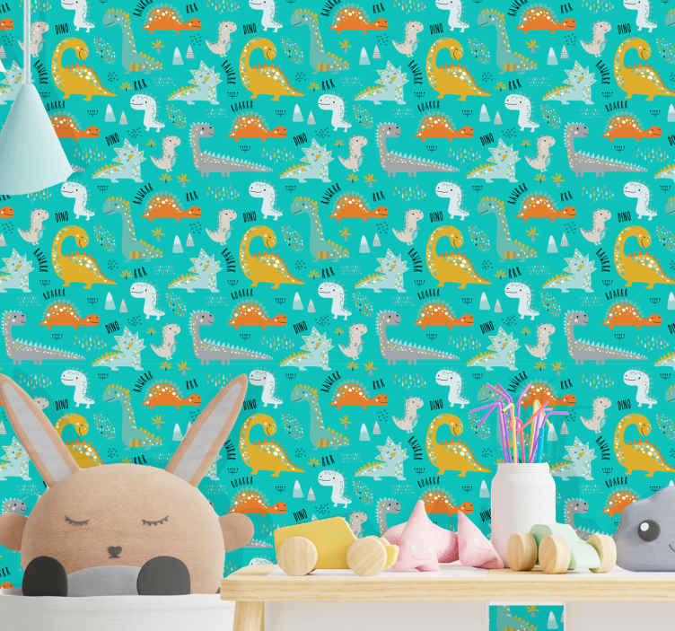 Papel de parede de dinossauro de desenho animado para quarto de crianças  quarto de fundo mural papel de parede decoração de casa papel de parede 3D