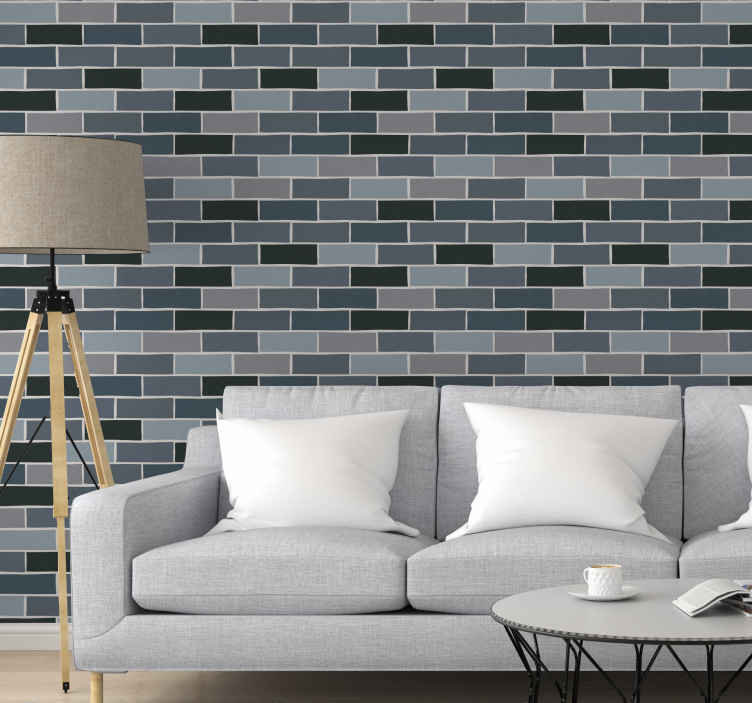 Grey Brick Pattern Vinyl Wallpaper