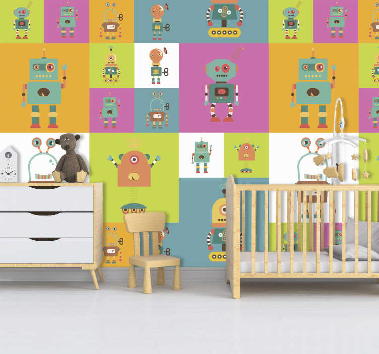 Robots amusants chambre d'enfants papier peint