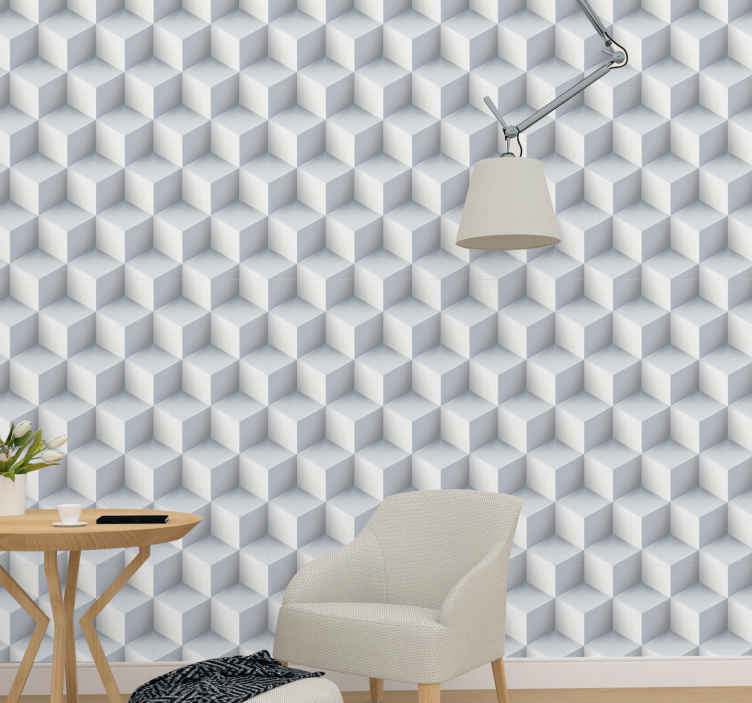 Ondulación moderna 3D blanco y gris Foto Wallpaper Mural Polar papel de instalación fácil