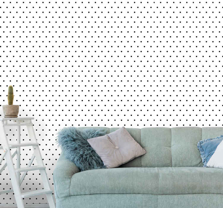Regular dots on white background Circle Wallpaper - TenStickers