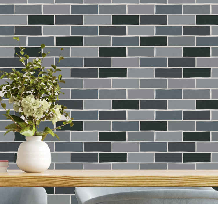 Gray brick pattern with spot brick effect wallpaper  TenStickers