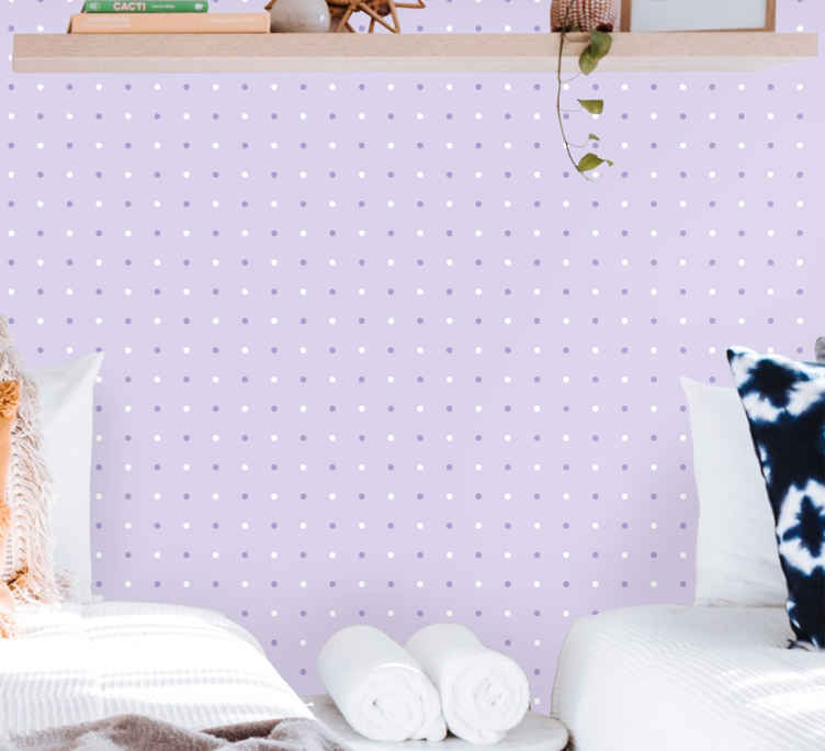 purple and white dot pattern Circle Wallpaper - TenStickers