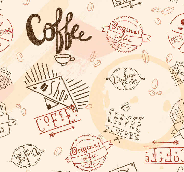 Barcelona pariteit Misbruik Wandbekleding Koffie pictogrammen - TenStickers
