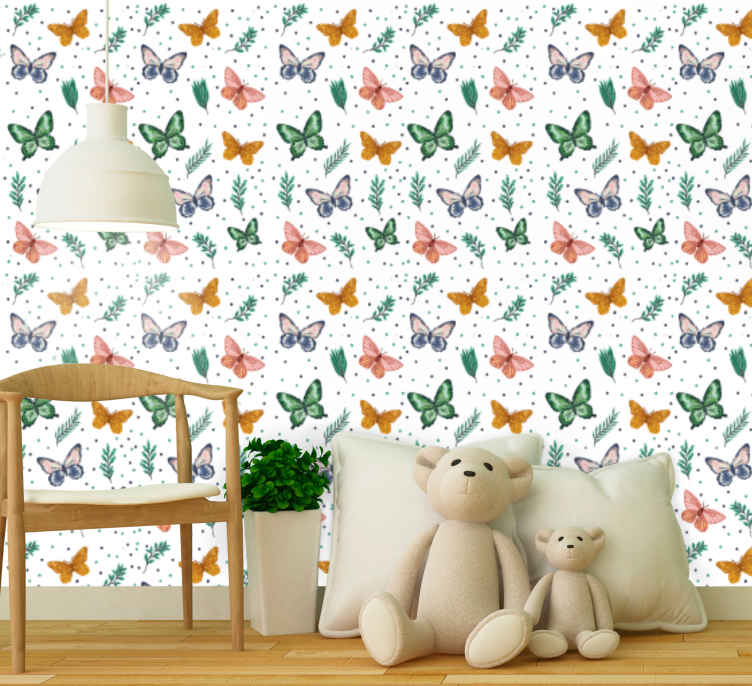 Papel de parede borboletas decorativos - TenStickers