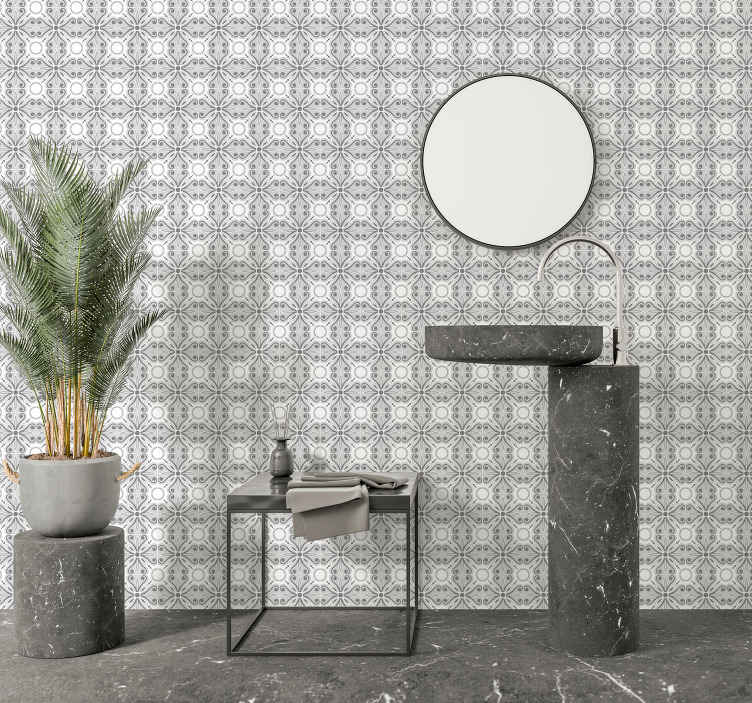 Grey Moroccan tile Effect wallpaper - TenStickers