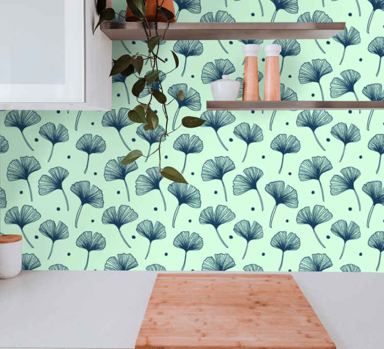 Floral blue color kitchen vinyl wallpaper - TenStickers