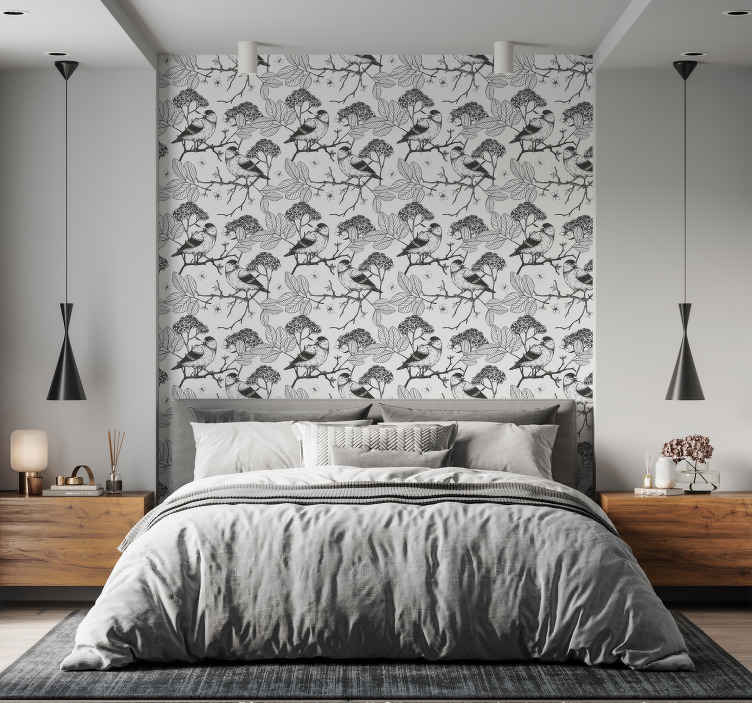 Windflower Bedding Bloomfield Set Copripiumino 3 Pezzi Cotone 400 Fili | Floreale Uccelli Farfalle | Super King 226x233 Cm