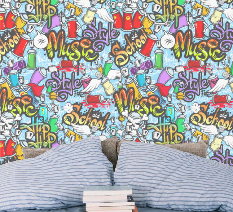 Colourful graffiti wall tags Wallpaper paintings  TenStickers