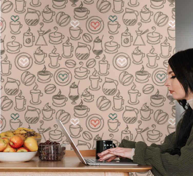 Carta da parati cucina Io amo il caffè