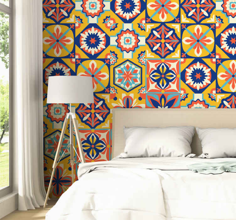 Psychedelic Pattern Vintage Wallpaper - TenStickers