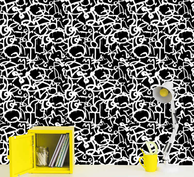 Black and white paint drip wallpaper painting - TenStickers