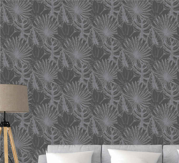 Grey Leaf Peel and Stick Removable Wallpaper 4017  Walls By Me