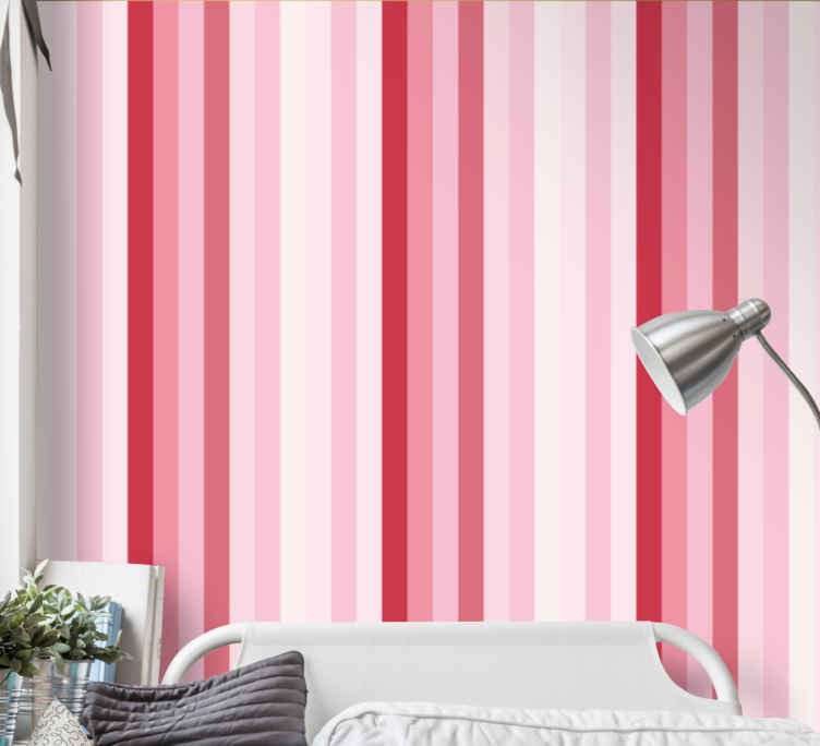 Vertical stripes with white pink colors Striped Wallpaper - TenStickers