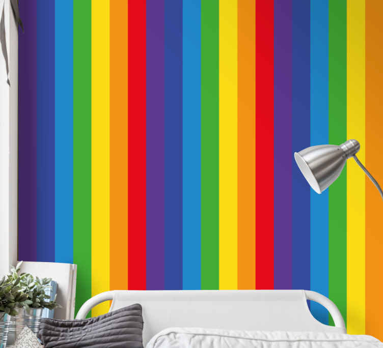 Rainbow stripes striped wallpaper  TenStickers