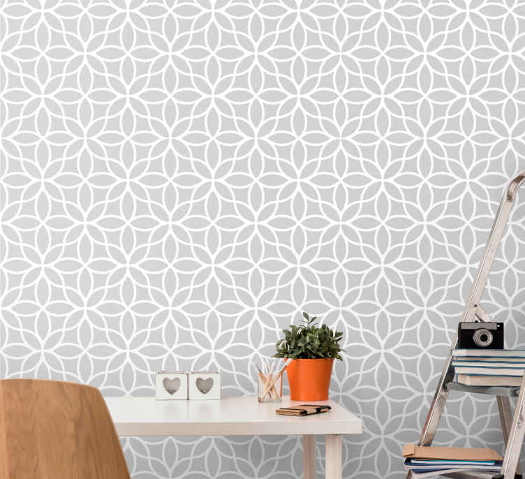 Gray and white modern pattern modern wallpaper - TenStickers