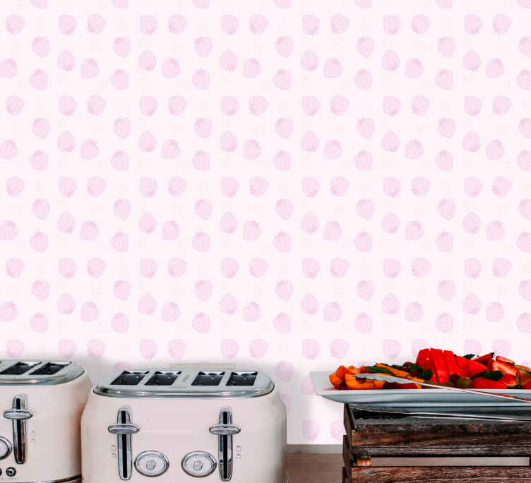 papel parede azulejos Conchas rosa estilo kawaii - TenStickers