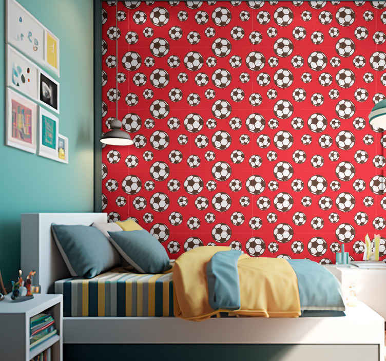 Red with balls Kids Wallpaper - TenStickers
