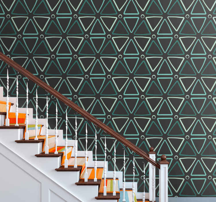 Tapisserie salon Triangles bleus et gris TenStickers