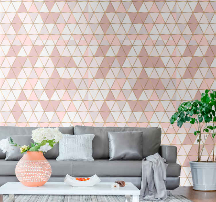 Gold lines with light color Square Pattern Wallpaper - TenStickers
