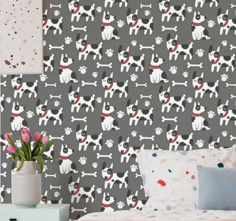 Fantastic black and white dog Wallpaper for bedroom - TenStickers