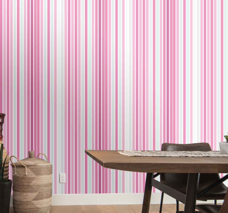 Vertical pink and white pattern bedroom Wallpaper - TenStickers
