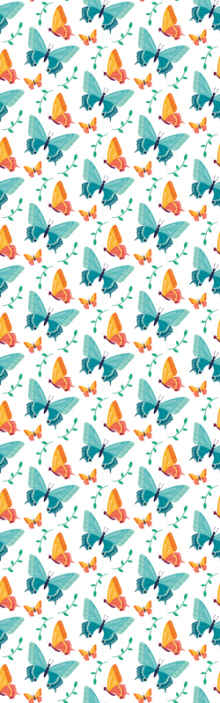 Papel tapiz mariposas motivo naranja y azul - TenVinilo
