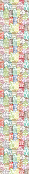 Papel pintado infantil patrón casas nórdicas - TenVinilo