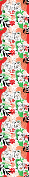 Faces and florals abstract wallpaper - TenStickers
