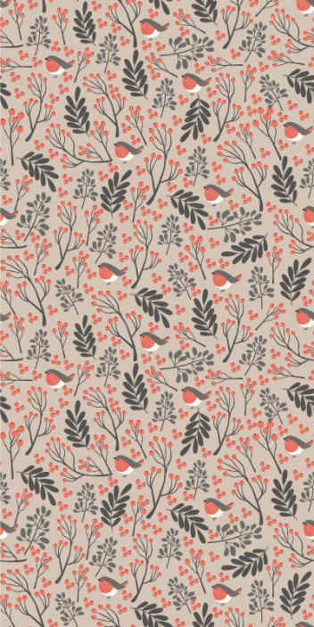 Birds and blooms living room wallpaper - TenStickers