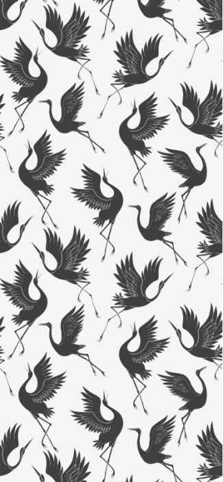 Crane Silhouette Motif birds in wallpaper - TenStickers