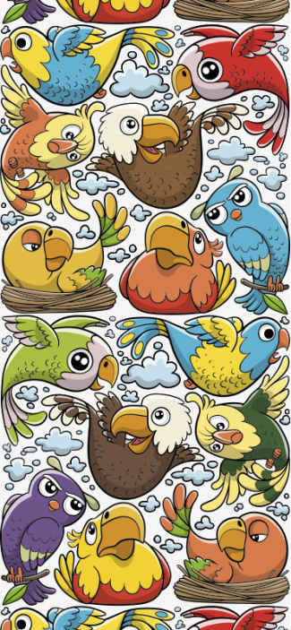 Playful Parrot Pattern birds wallpaper - TenStickers