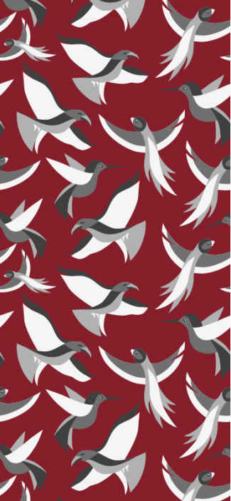 variety of birds on the red background Lounge Wallpaper - TenStickers