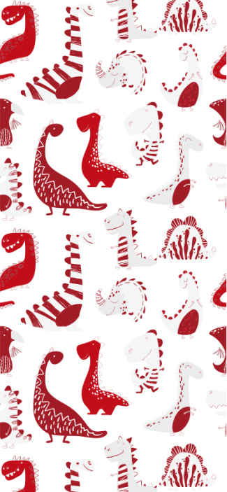 恐竜の赤いスケッチの子供の壁紙 Tenstickers