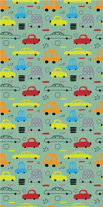 Colorful vehicles Square Pattern Wallpaper - TenStickers