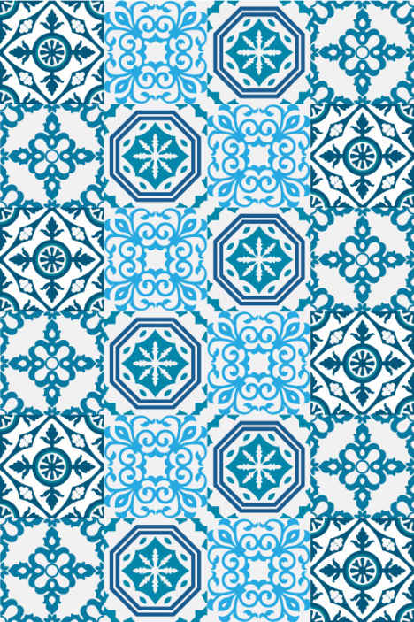 Blue tiles Effect Wallpaper - TenStickers