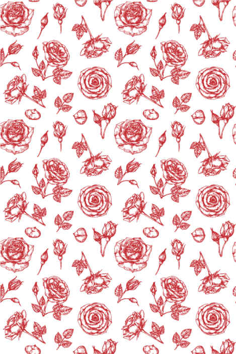 Sketched Floral Pattern flower wallpaper - TenStickers