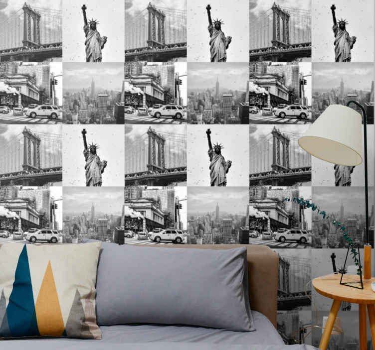 ニューヨークの灰色のコラージュニューヨーク市の壁紙 Tenstickers