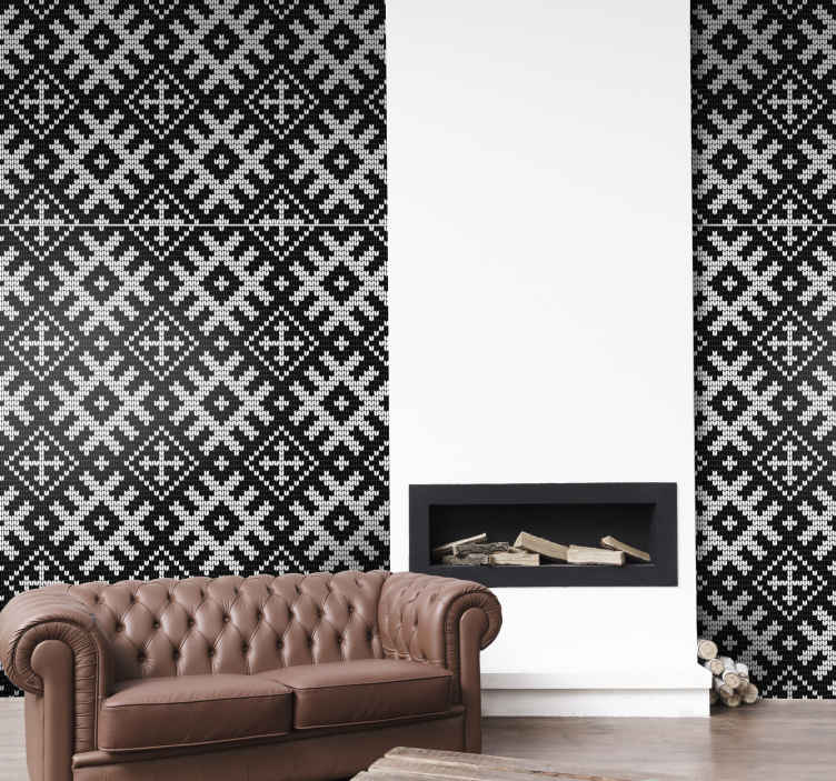 Viking chained squares pattern Square Pattern Wallpaper - TenStickers
