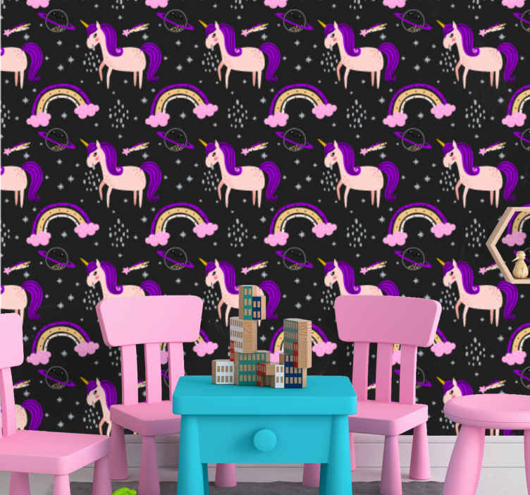 Arte carta da parati Unicorni artistici su uno sfondo scuro