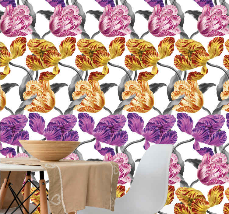 Elegante tulipaner tapet blomster - Tenstickers