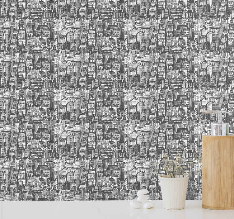 Stedelijke schets behang landen en steden - TenStickers