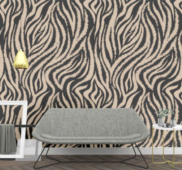Black and beige magnolia flower pattern Lounge wallpaper  TenStickers