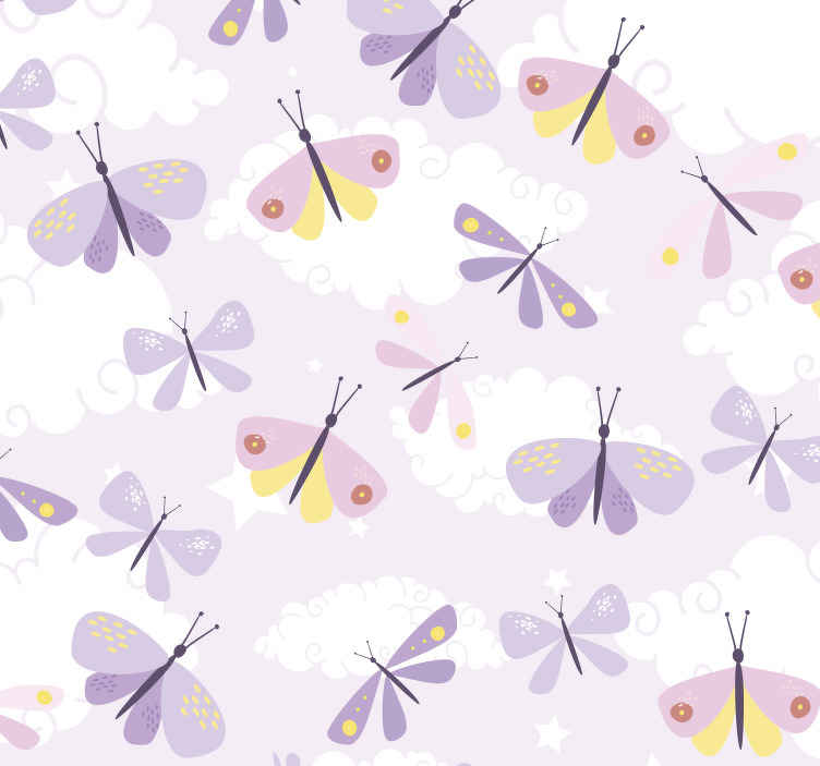 Papier peint papillons délicate danse rose - TenStickers