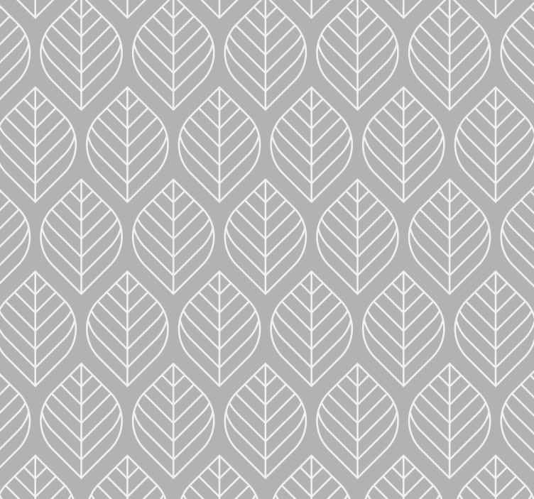 Scandic leaf style light grey Contemporary Wallpaper TenStickers